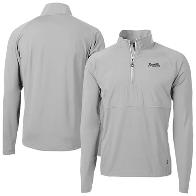 Men's Cutter & Buck Atlanta Braves Adapt Eco Hybrid Raglan DryTec Quarter-Zip Jacket