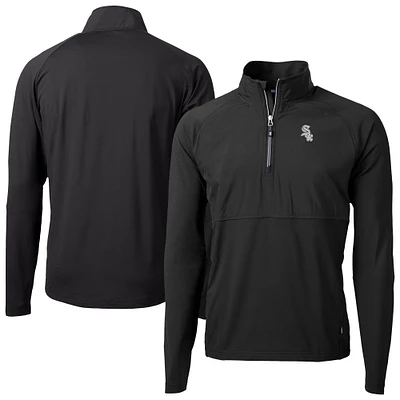 Men's Cutter & Buck Black Chicago White Sox Adapt Eco Hybrid Raglan DryTec Quarter-Zip Jacket