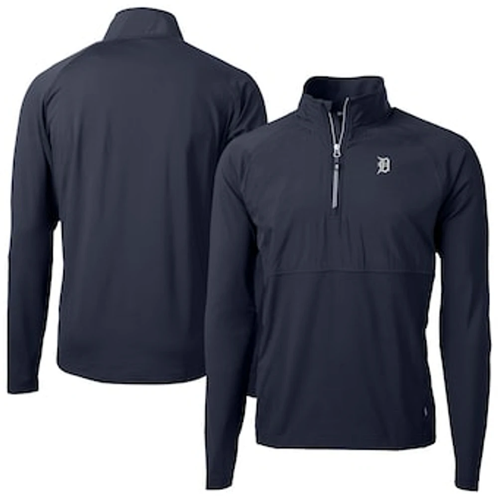 Men's Cutter & Buck Navy Detroit Tigers Adapt Eco Hybrid Raglan DryTec Quarter-Zip Jacket