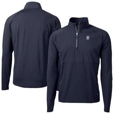 Men's Cutter & Buck Navy Detroit Tigers Adapt Eco Hybrid Raglan DryTec Quarter-Zip Jacket