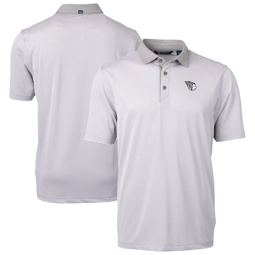 Men's Cutter & Buck Gray/White Cleveland Guardians Virtue Eco Pique Micro Stripe Recycled DryTec Polo