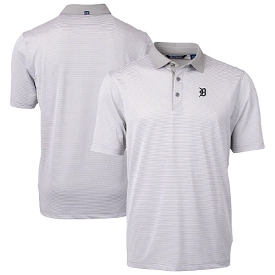 Men's Cutter & Buck Gray/White Detroit Tigers Virtue Eco Pique Micro Stripe Recycled DryTec Polo