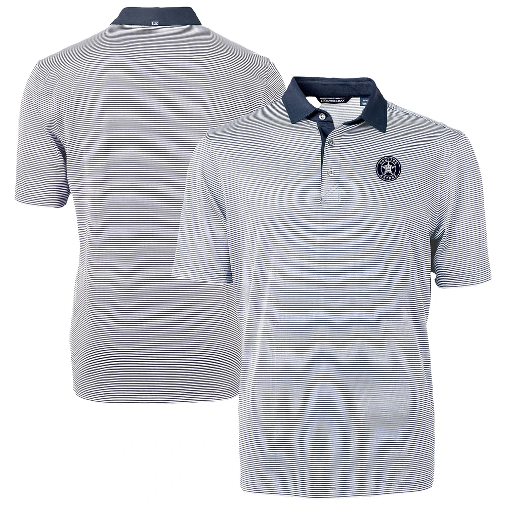 Men's Cutter & Buck Navy/White Houston Astros Virtue Eco Pique Micro Stripe Recycled DryTec Polo