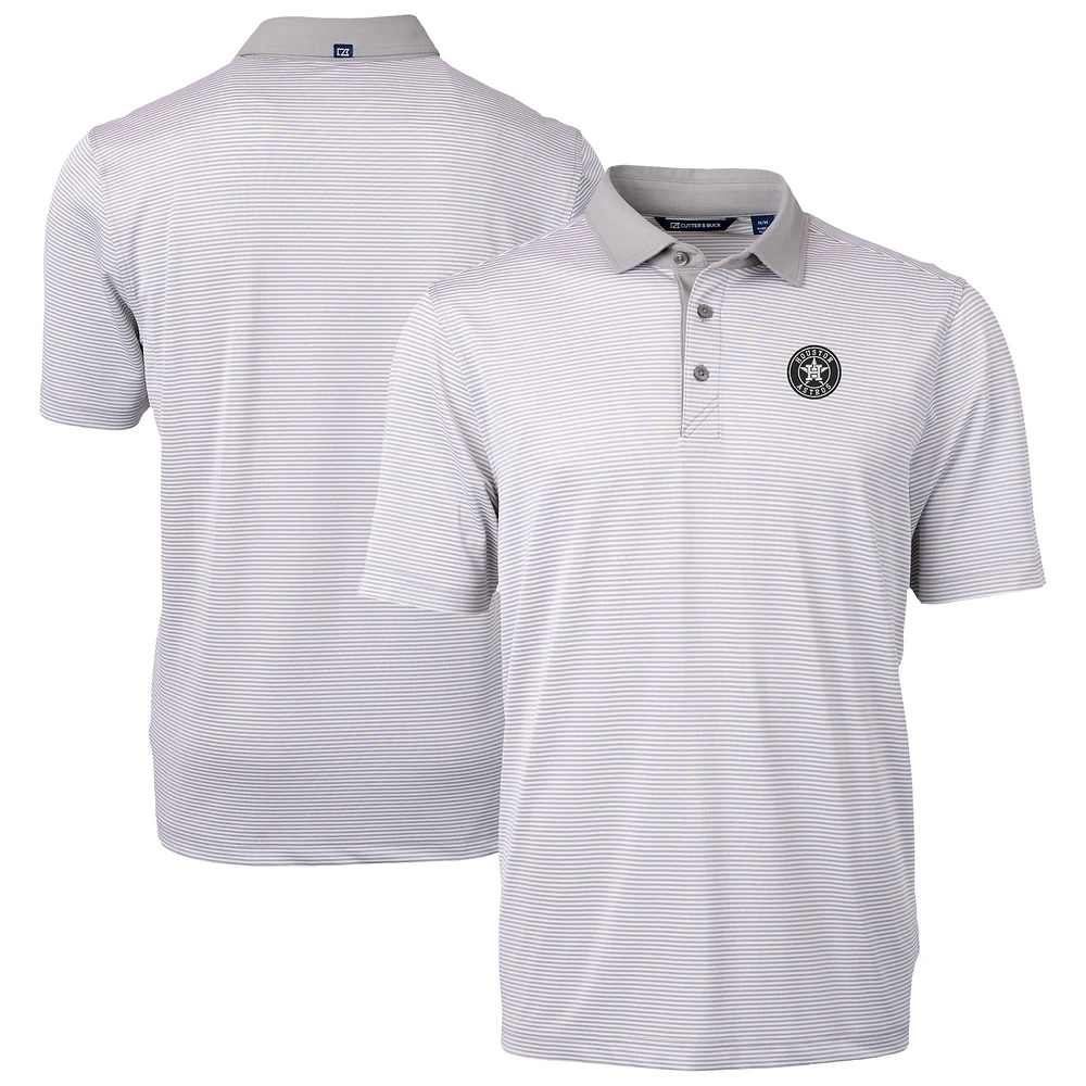 Men's Cutter & Buck Gray/White Houston Astros Virtue Eco Pique Micro Stripe Recycled DryTec Polo