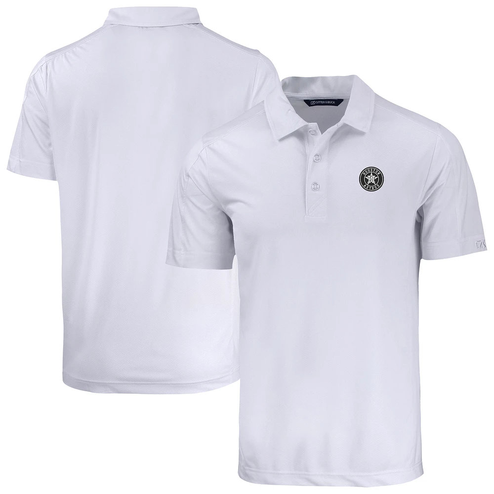 Men's Cutter & Buck White Houston Astros Prospect Eco DryTec Polo