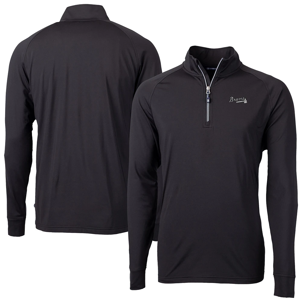 Men's Cutter & Buck Atlanta Braves Adapt Eco Raglan Quarter-Zip Top