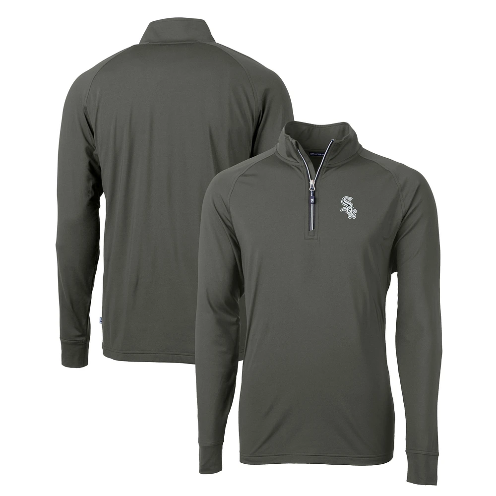 Men's Cutter & Buck Olive Chicago White Sox Adapt Eco Raglan Quarter-Zip Top