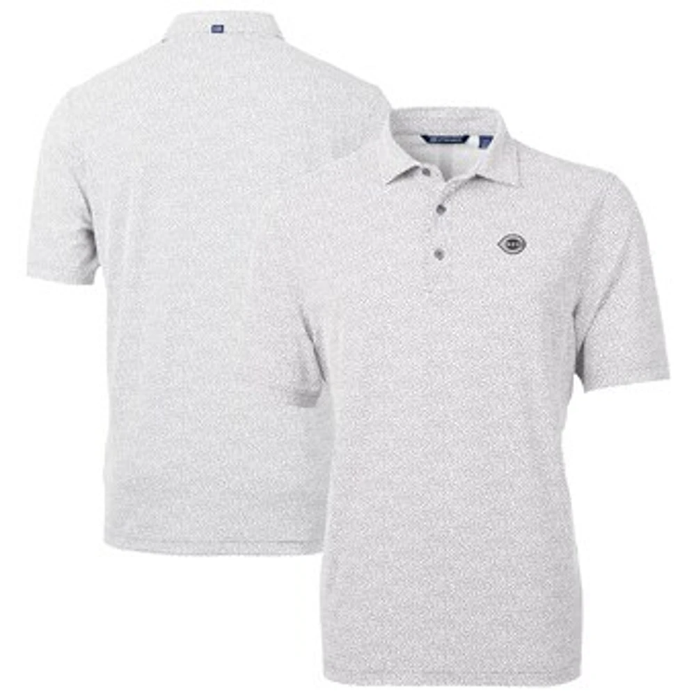 Men's Cutter & Buck Gray/White Cincinnati Reds Virtue Eco Pique Botanical Print Recycled Polo