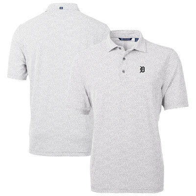 Men's Cutter & Buck Gray/White Detroit Tigers Virtue Eco Pique Botanical Print Recycled Polo