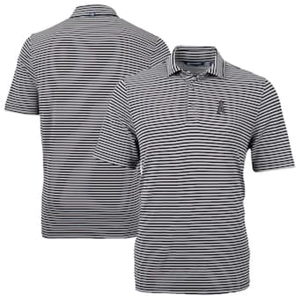 Men's Cutter & Buck /White Los Angeles Angels Virtue Eco Pique Stripe Recycled Polo