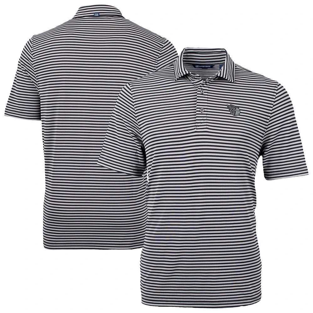 Men's Cutter & Buck /White Cleveland Guardians Virtue Eco Pique Stripe Recycled Polo