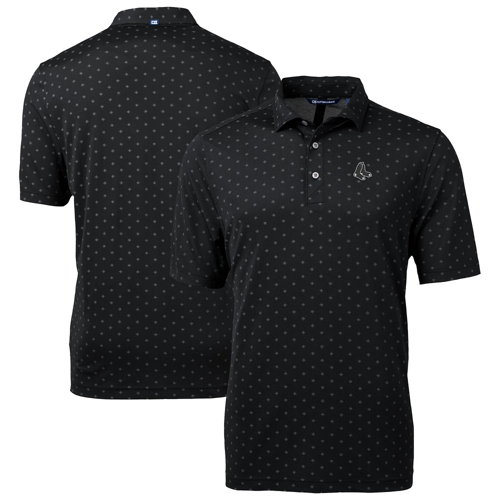 Men's Cutter & Buck Boston Red Sox Virtue Eco Pique Tile Print Recycled Polo