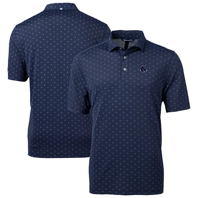 Men's Cutter & Buck Navy Boston Red Sox Virtue Eco Pique Tile Print Recycled Polo