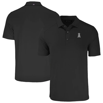 Men's Cutter & Buck Black Los Angeles Angels Forge Eco Stretch Recycled Polo