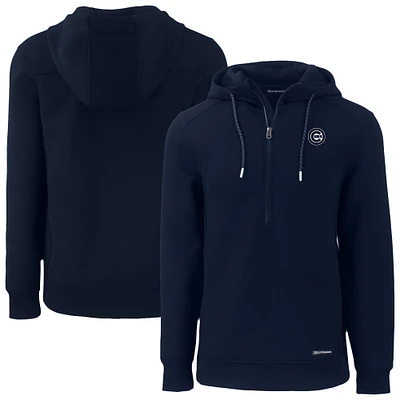 Men's Cutter & Buck Navy Chicago Cubs Roam Eco Recycled Half-Zip Pullover Hoodie
