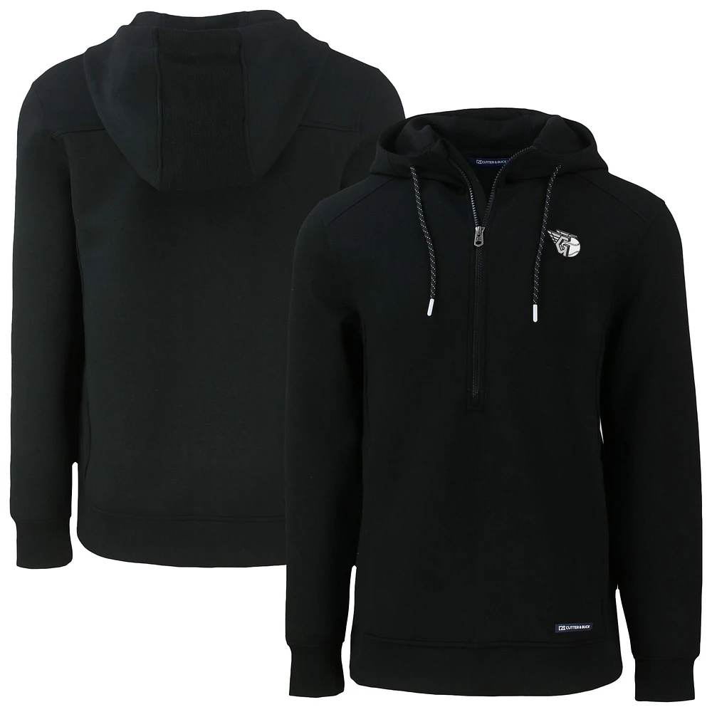 Men's Cutter & Buck Black Cleveland Guardians Roam Eco Recycled Half-Zip Pullover Hoodie