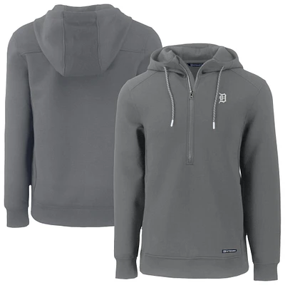 Men's Cutter & Buck Gray Detroit Tigers Roam Eco Recycled Half-Zip Pullover Hoodie