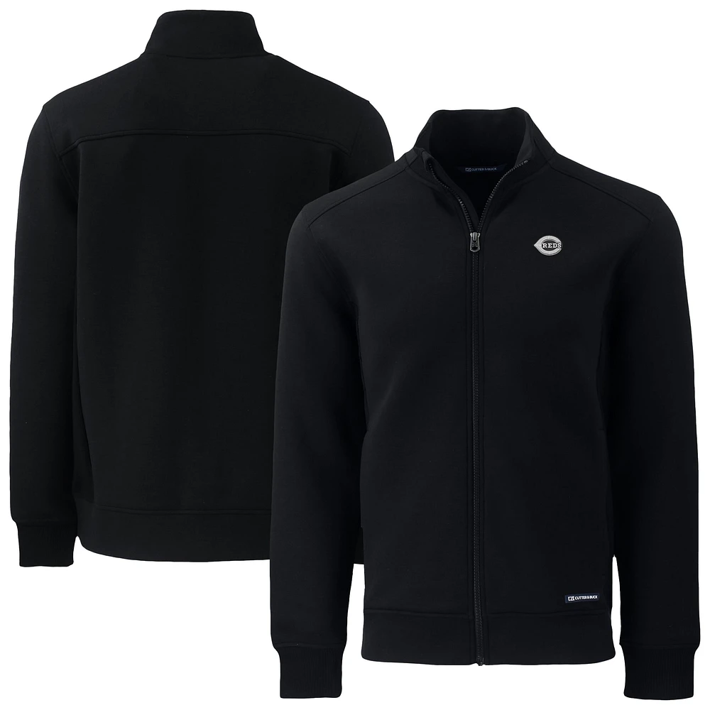 Men's Cutter & Buck Black Cincinnati Reds Roam Eco Recycled Full-Zip Jacket