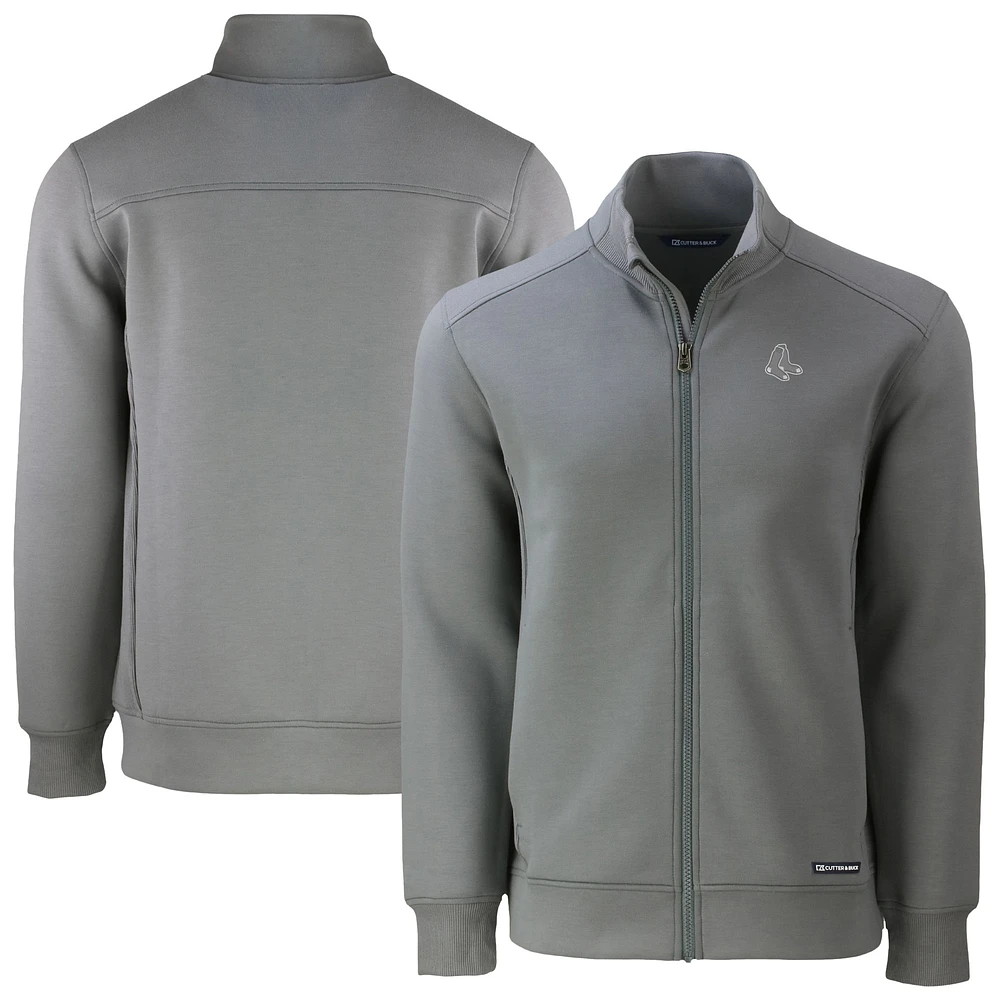Men's Cutter & Buck Gray Boston Red Sox Roam Eco Recycled Full-Zip Jacket