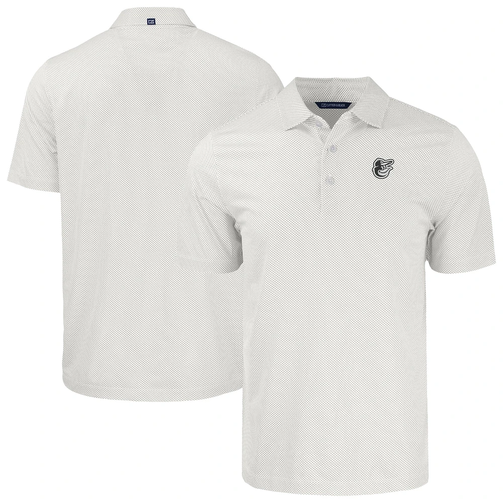 Men's Cutter & Buck White/Gray Baltimore Orioles Pike Eco Symmetry Print Stretch Recycled Polo