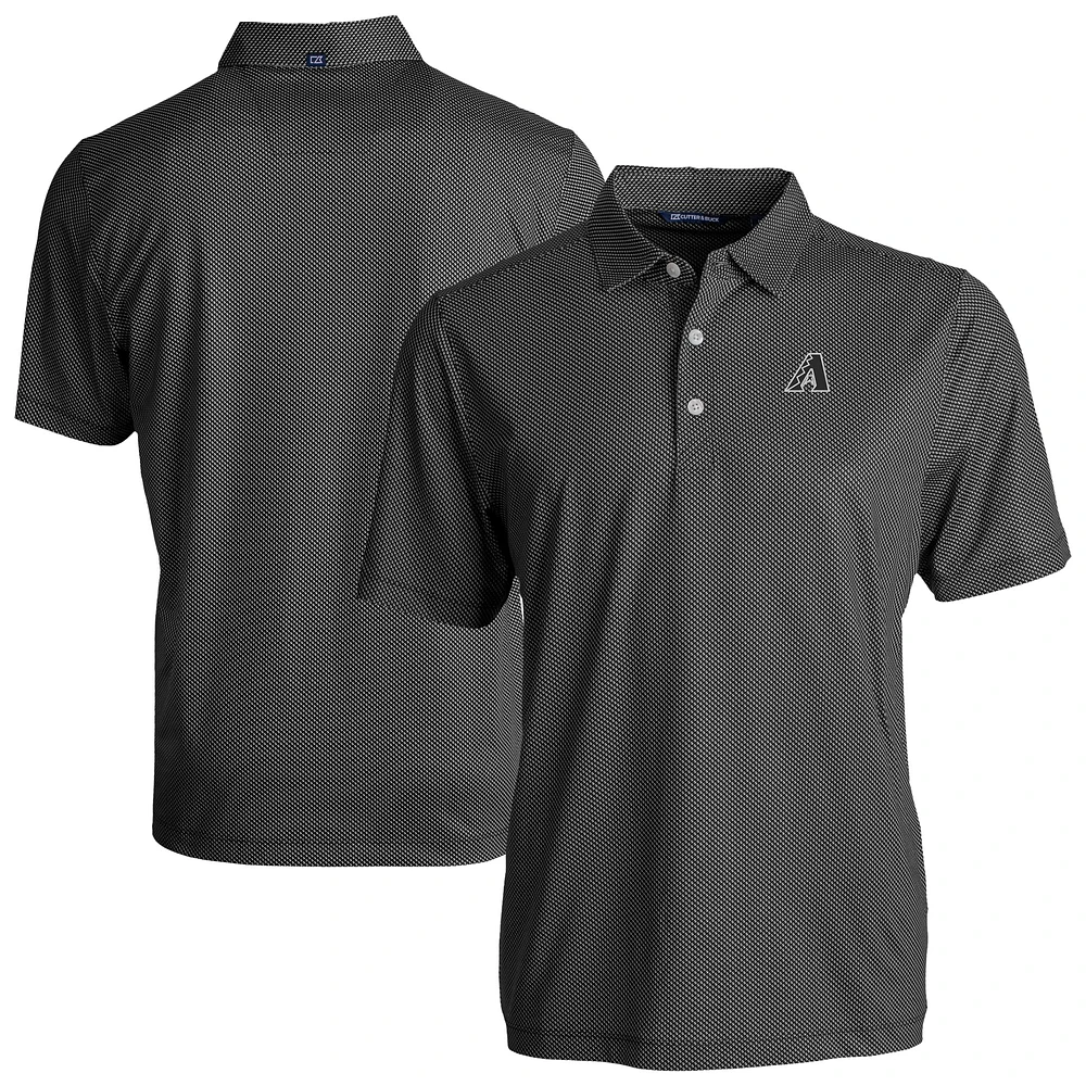 Men's Cutter & Buck Black/White Arizona Diamondbacks Pike Eco Symmetry Print Stretch Recycled Polo