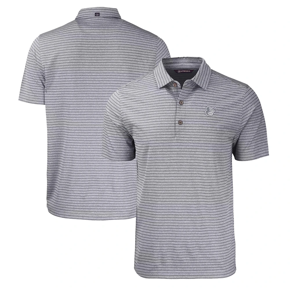 Men's Cutter & Buck Heather Baltimore Orioles Eco Stripe Stretch Recycled Polo
