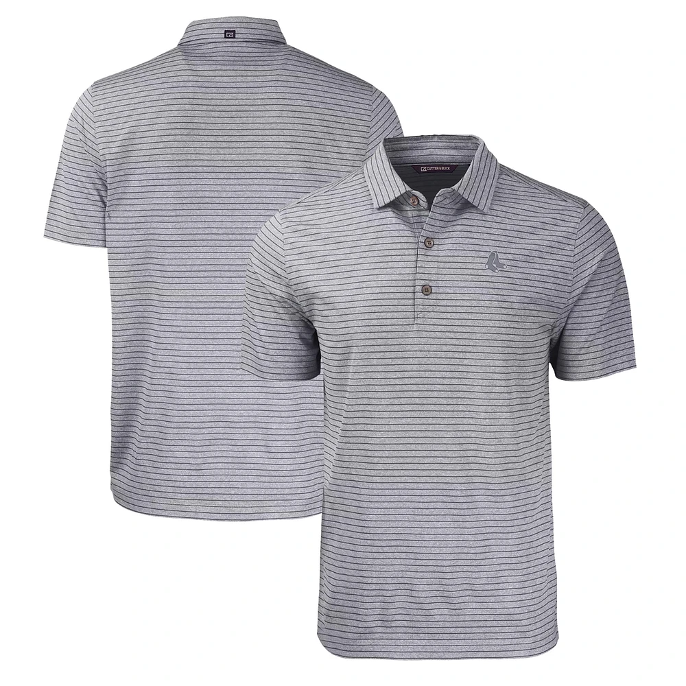 Men's Cutter & Buck Heather Boston Red Sox Eco Stripe Stretch Recycled Polo