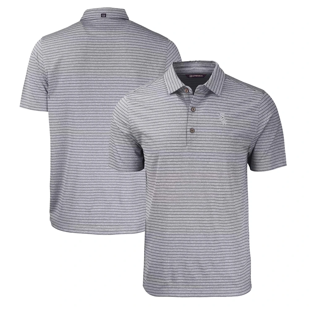 Men's Cutter & Buck Heather Chicago White Sox Eco Stripe Stretch Recycled Polo