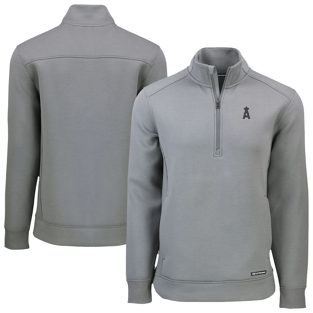 Men's Cutter & Buck Gray Los Angeles Angels Roam Eco Quarter-Zip Jacket