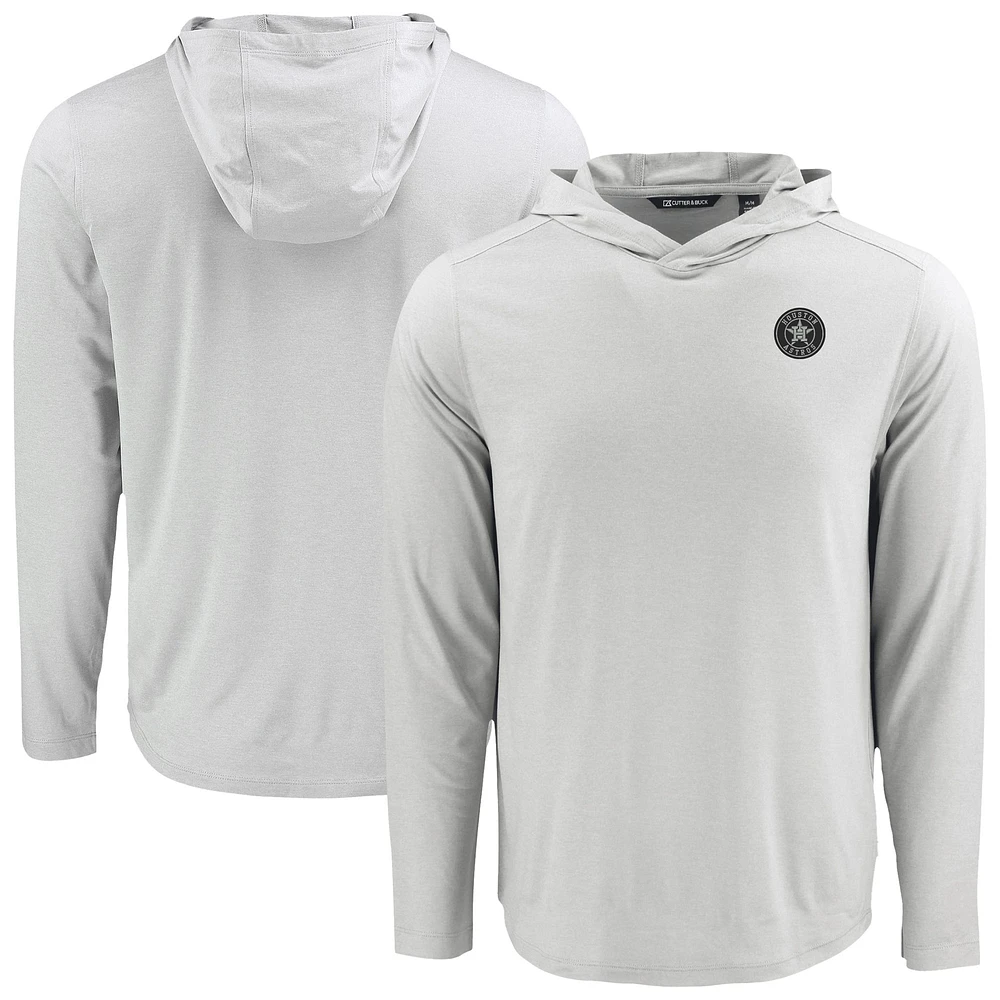 Men's Cutter & Buck Gray Houston Astros Coastline Epic Comfort Eco Recycled Long Sleeve Hoodie T-Shirt