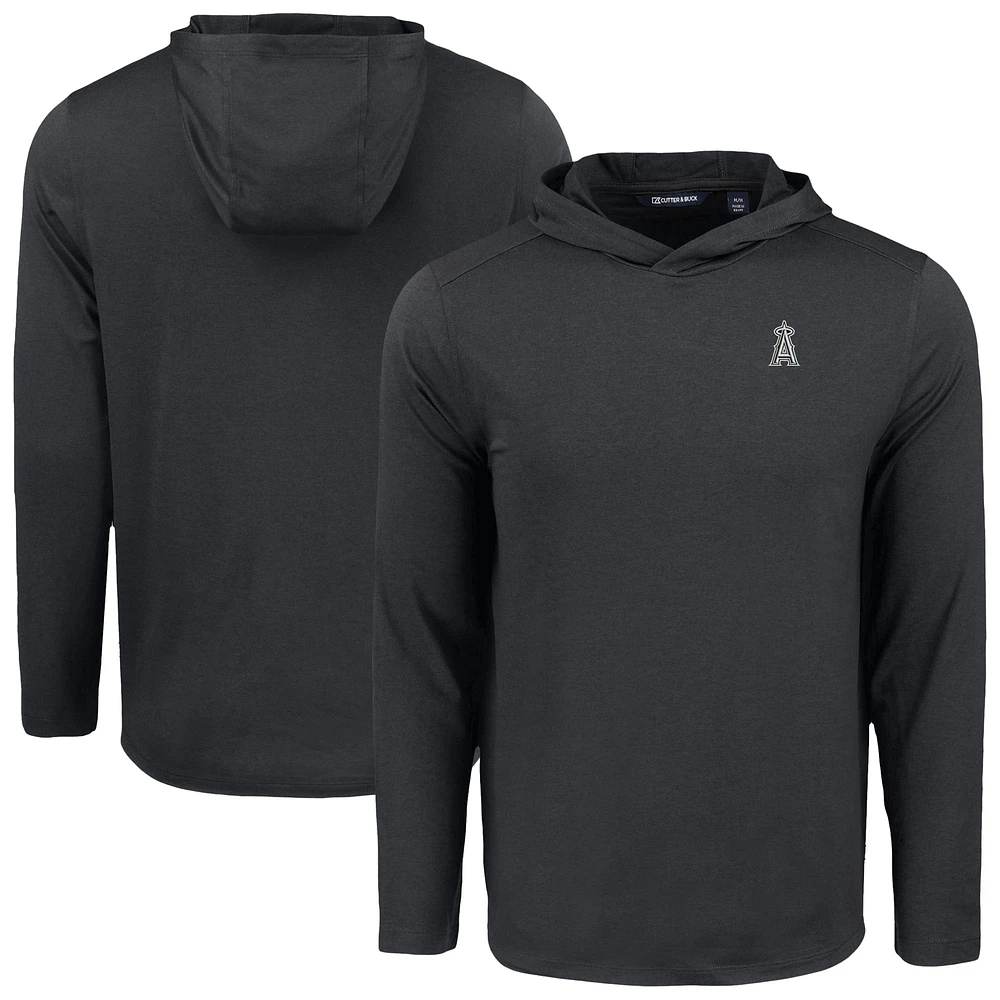 Men's Cutter & Buck Black Los Angeles Angels Coastline Epic Comfort Eco Recycled Long Sleeve Hoodie T-Shirt