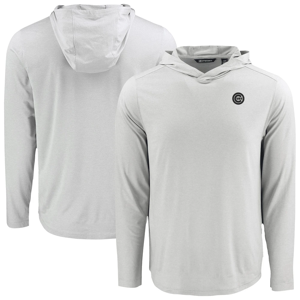 Men's Cutter & Buck Gray Chicago Cubs Coastline Epic Comfort Eco Recycled Long Sleeve Hoodie T-Shirt