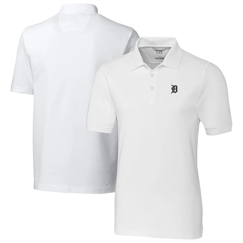 Men's Cutter & Buck White Detroit Tigers DryTec Advantage Tri-Blend Pique Polo