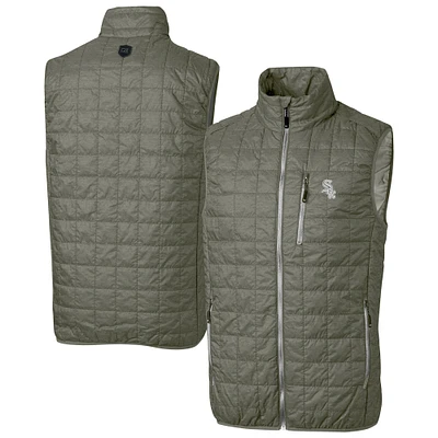 Men's Cutter & Buck Pewter Chicago White Sox Rainier PrimaLoft® Eco Insulated Full-Zip Puffer Vest