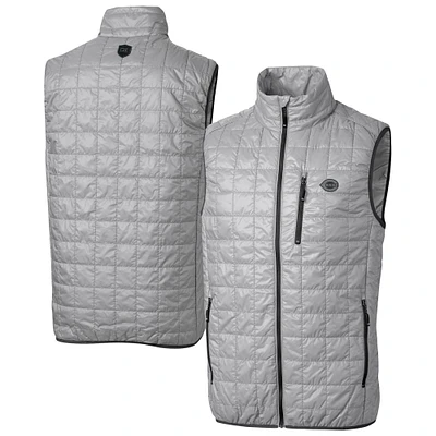 Men's Cutter & Buck Gray Cincinnati Reds Rainier PrimaLoft® Eco Insulated Full-Zip Puffer Vest