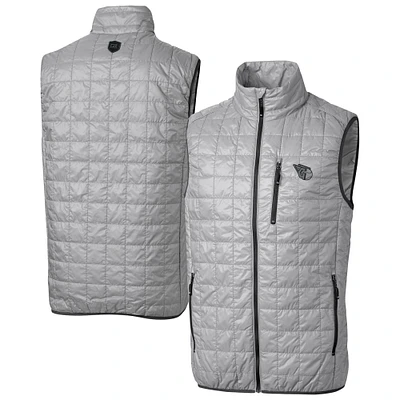Men's Cutter & Buck Gray Cleveland Guardians Rainier PrimaLoft® Eco Insulated Full-Zip Puffer Vest