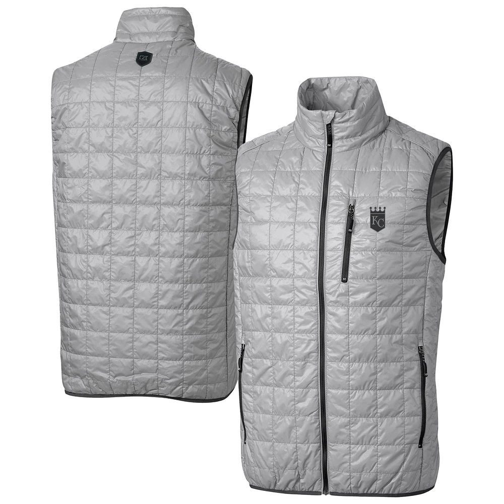 Men's Cutter & Buck Gray Kansas City Royals Rainier PrimaLoft® Eco Insulated Full-Zip Puffer Vest