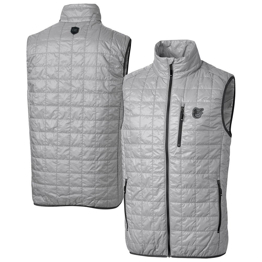 Men's Cutter & Buck Gray Baltimore Orioles Rainier PrimaLoft® Eco Insulated Full-Zip Puffer Vest