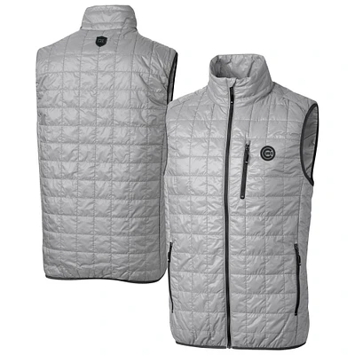 Men's Cutter & Buck Gray Chicago Cubs Rainier PrimaLoft® Eco Insulated Full-Zip Puffer Vest