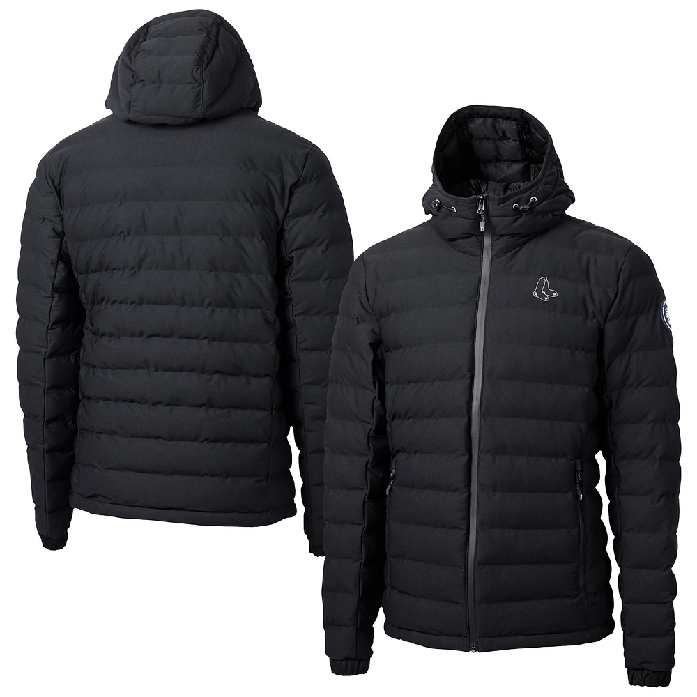 Men's Cutter & Buck Black Boston Red Sox Mission Ridge Repreve® Eco Insulated Full-Zip Hoodie Puffer Jacket