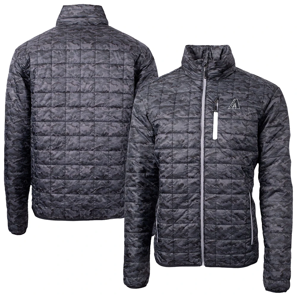Men's Cutter & Buck Black Arizona Diamondbacks Rainier PrimaLoft® Eco Insulated Printed Full-Zip Hoodie Puffer Jacket