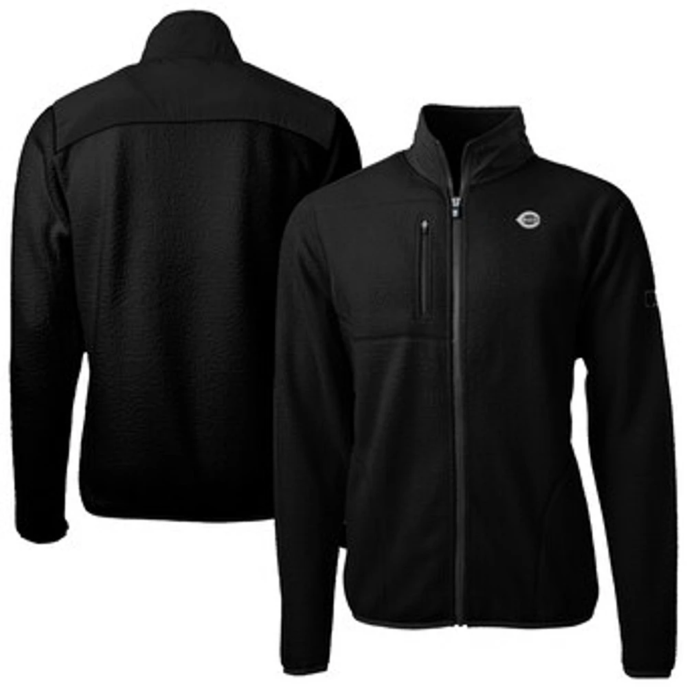 Men's Cutter & Buck Black Cincinnati Reds Cascade Eco Fleece Full-Zip Sweatshirt