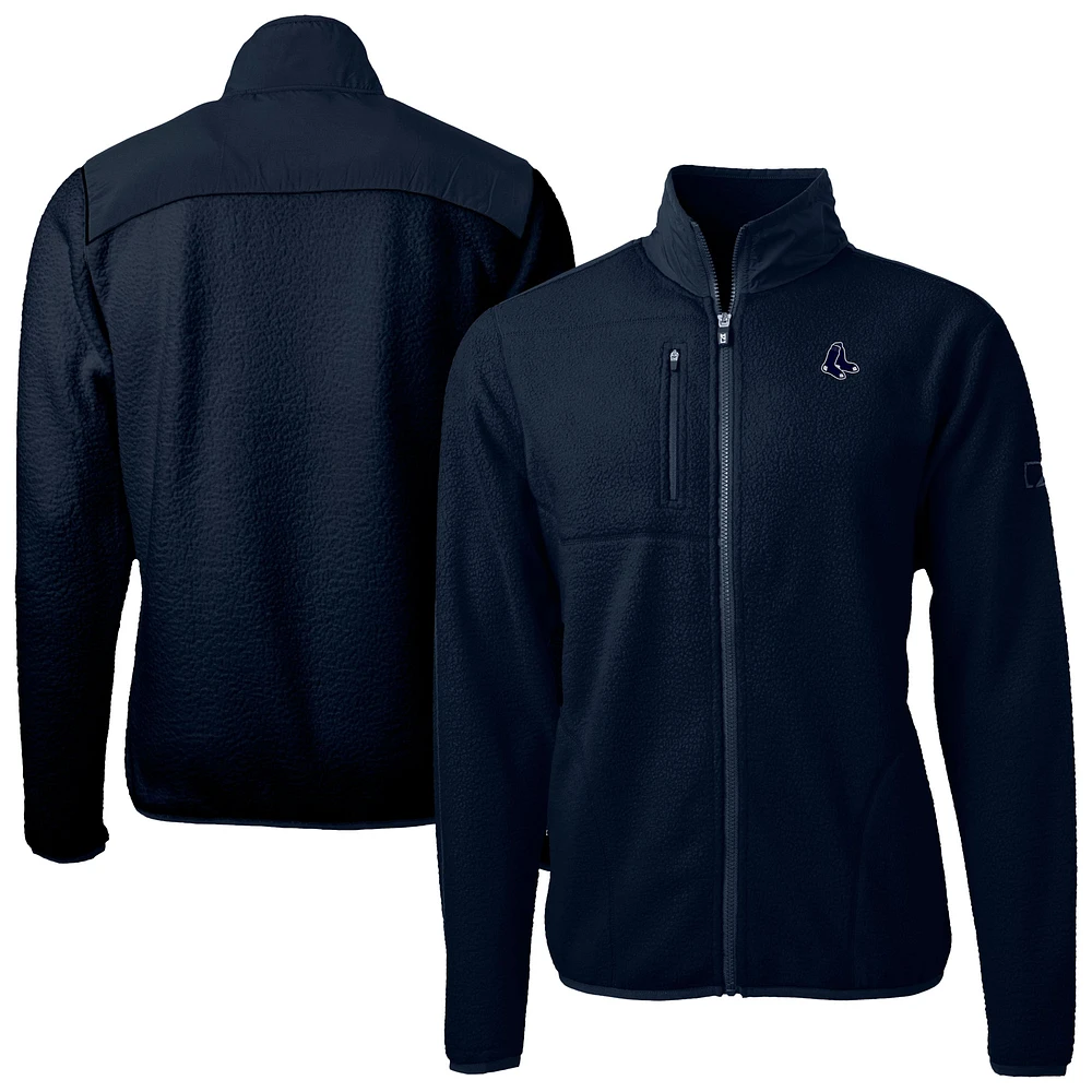 Men's Cutter & Buck Navy Boston Red Sox Cascade Eco Fleece Full-Zip Sweatshirt