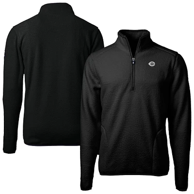 Men's Cutter & Buck Black Cincinnati Reds Cascade Eco Fleece Quarter-Zip Jacket