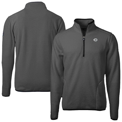 Men's Cutter & Buck Gray Cincinnati Reds Cascade Eco Fleece Quarter-Zip Jacket