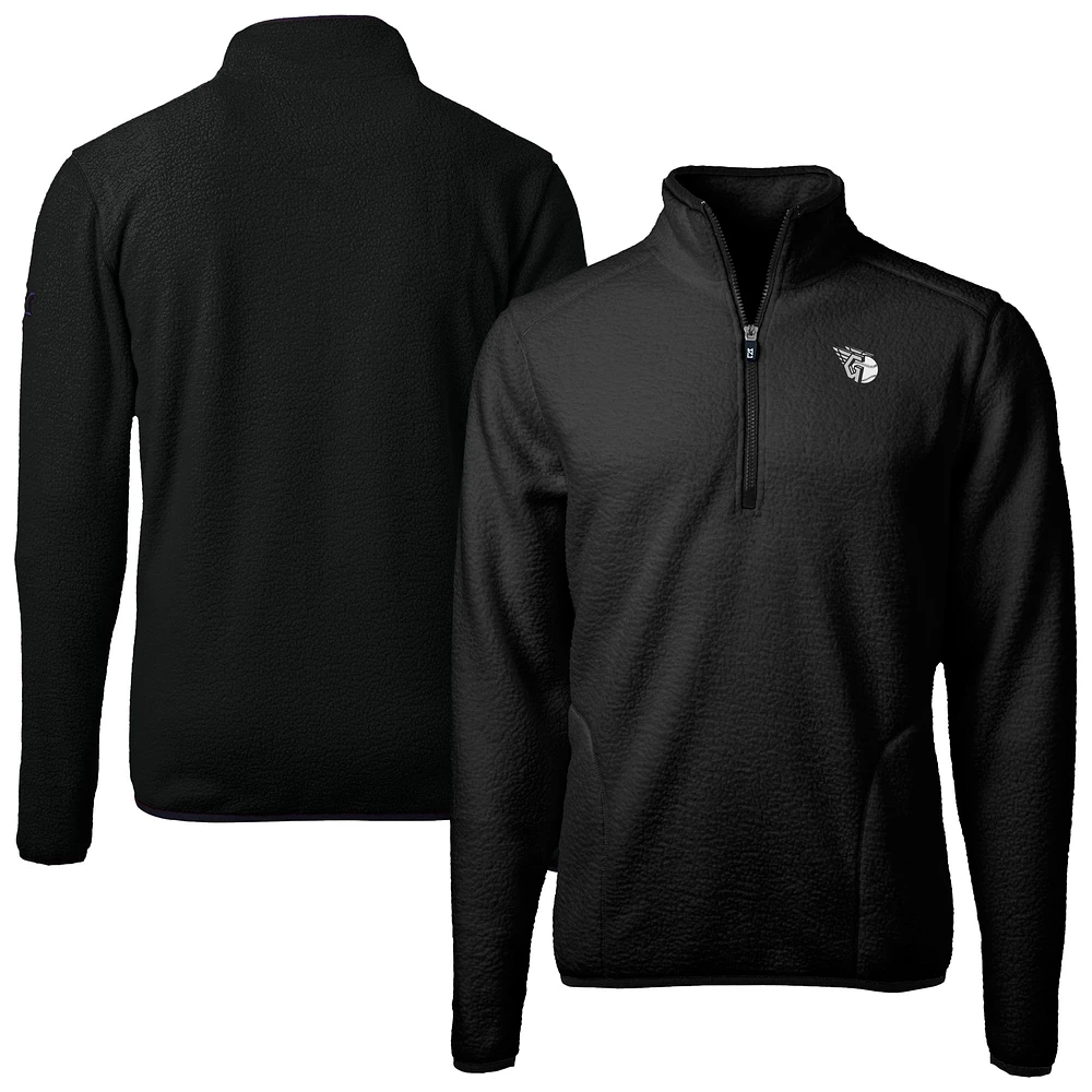 Men's Cutter & Buck Cleveland Guardians Cascade Eco Fleece Quarter-Zip Jacket