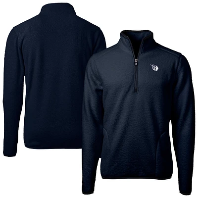 Men's Cutter & Buck Navy Cleveland Guardians Cascade Eco Fleece Quarter-Zip Jacket