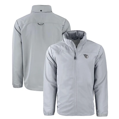 Men's Cutter & Buck Gray Cleveland Guardians Charter Eco Recycled Full-Zip Hoodie Jacket