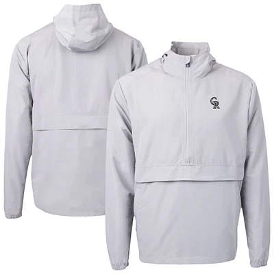 Men's Cutter & Buck Gray Colorado Rockies Charter Eco Recycled Anorak Half-Zip Hoodie Jacket