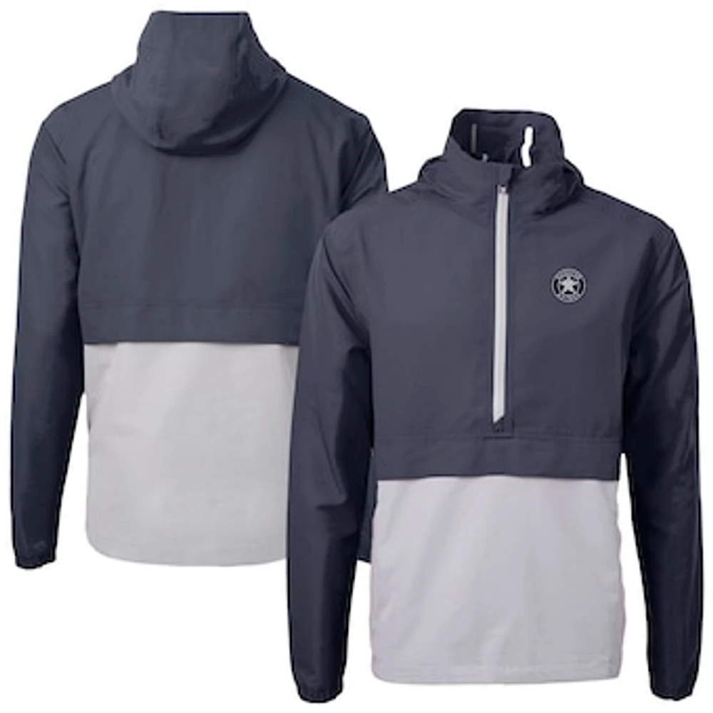 Men's Cutter & Buck Navy/Gray Houston Astros Charter Eco Recycled Anorak Half-Zip Hoodie Jacket